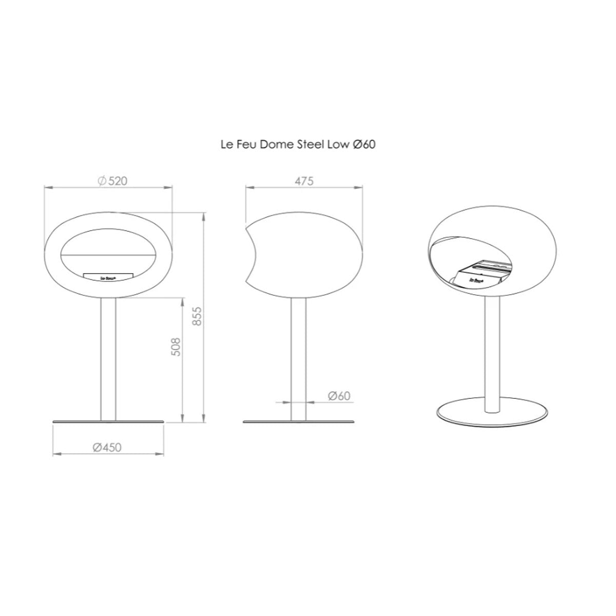 Le Feu Ground Steel Low - Mocca - 60mm Pole Width