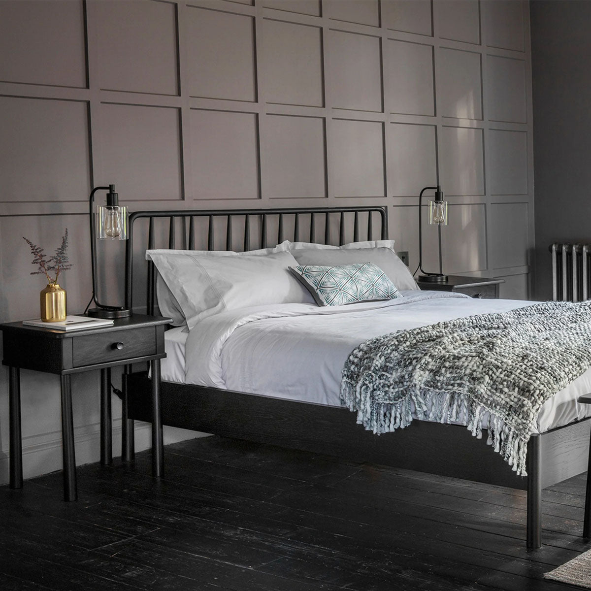 Gallery Direct Wycombe 1 Drawer Bedside Black 500x400x635mm