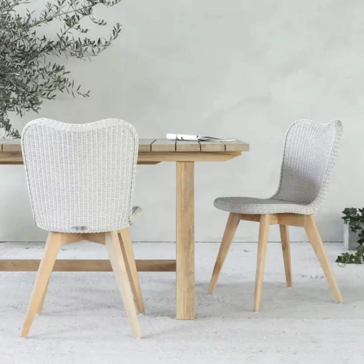 Vincent Shepherd Lena Outdoor Dining Chair Teak Base Wicker Seat