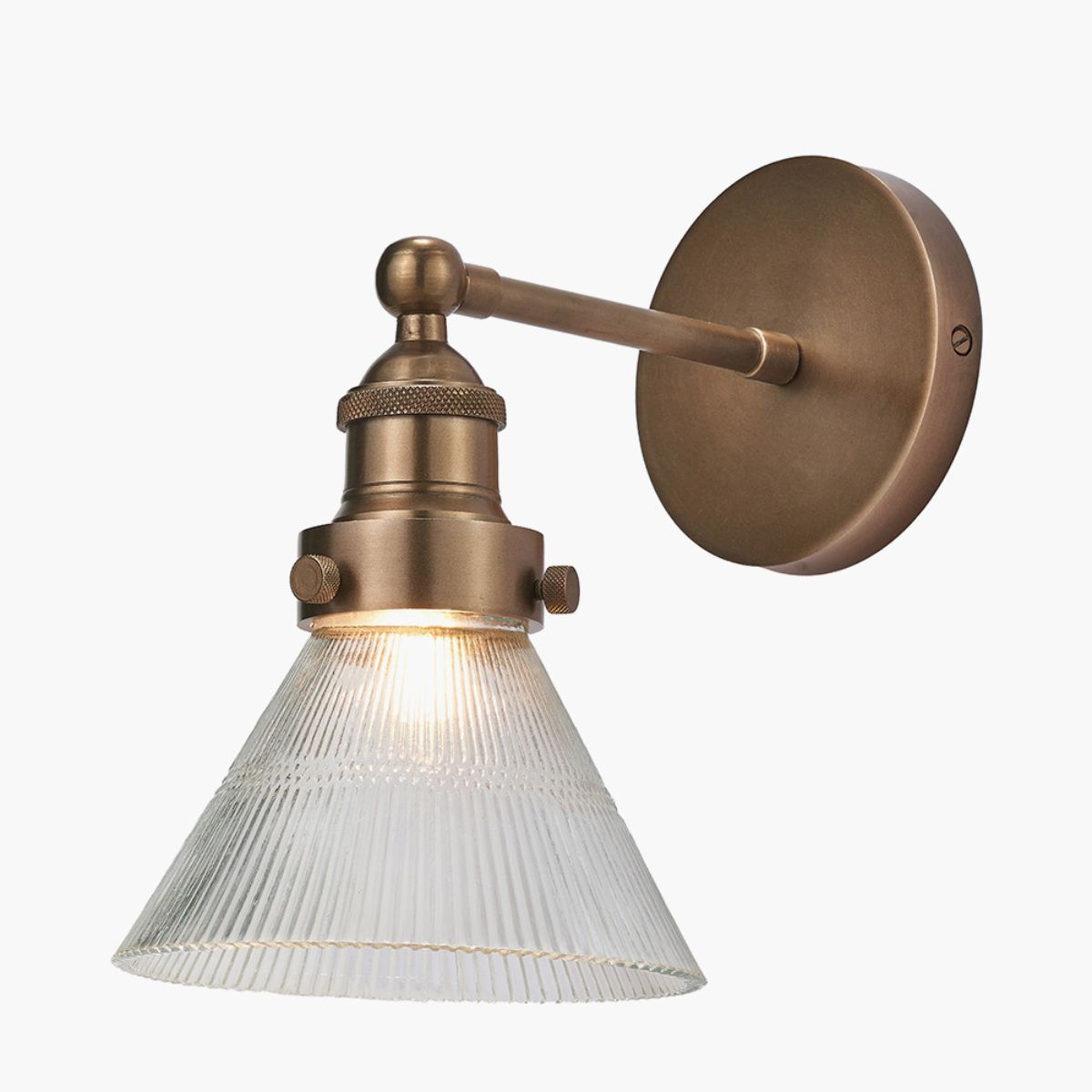 Pacific Lifestyle Lenox Conical Ribbed Glass with Antique Brass Fitting Wall Light