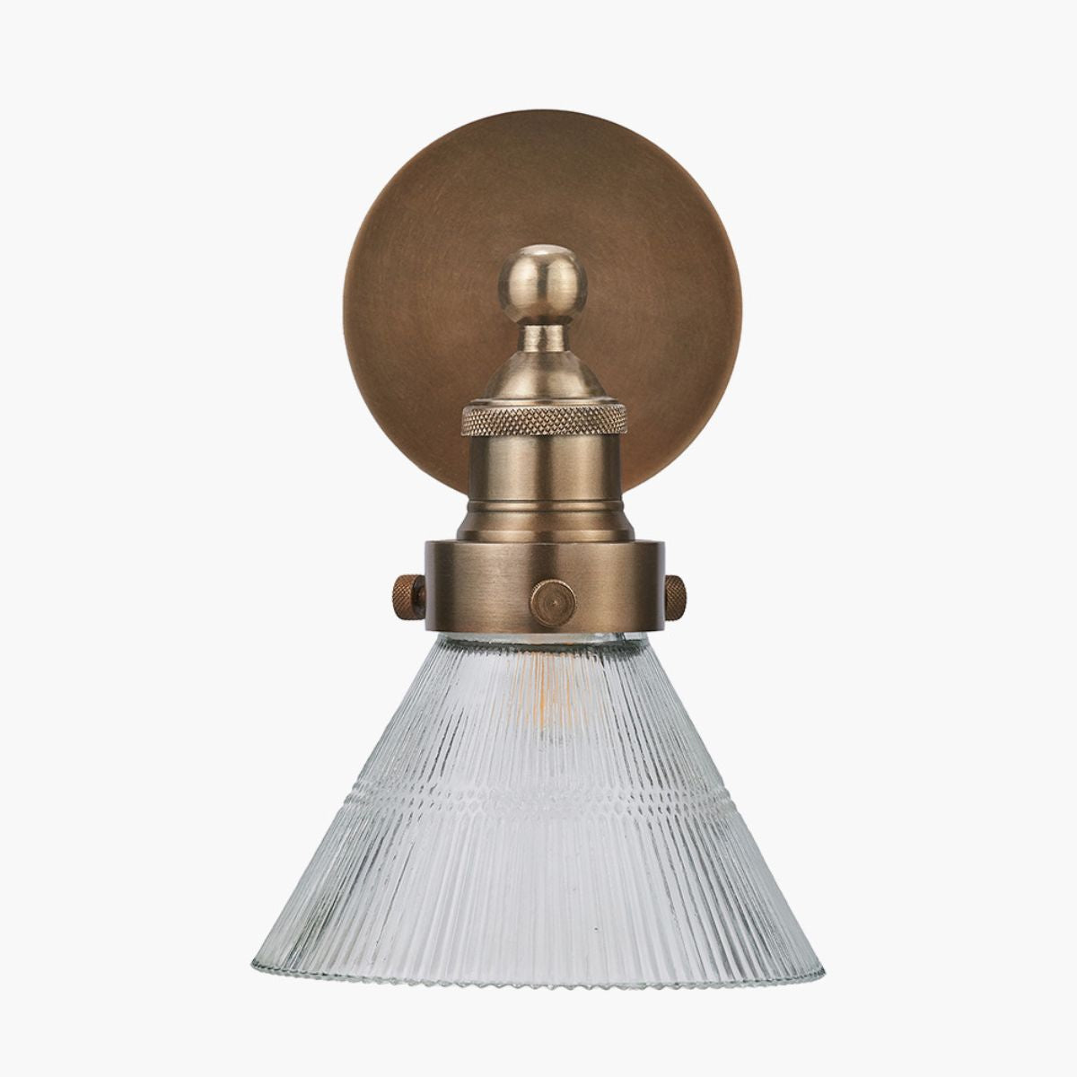 Pacific Lifestyle Lenox Conical Ribbed Glass with Antique Brass Fitting Wall Light