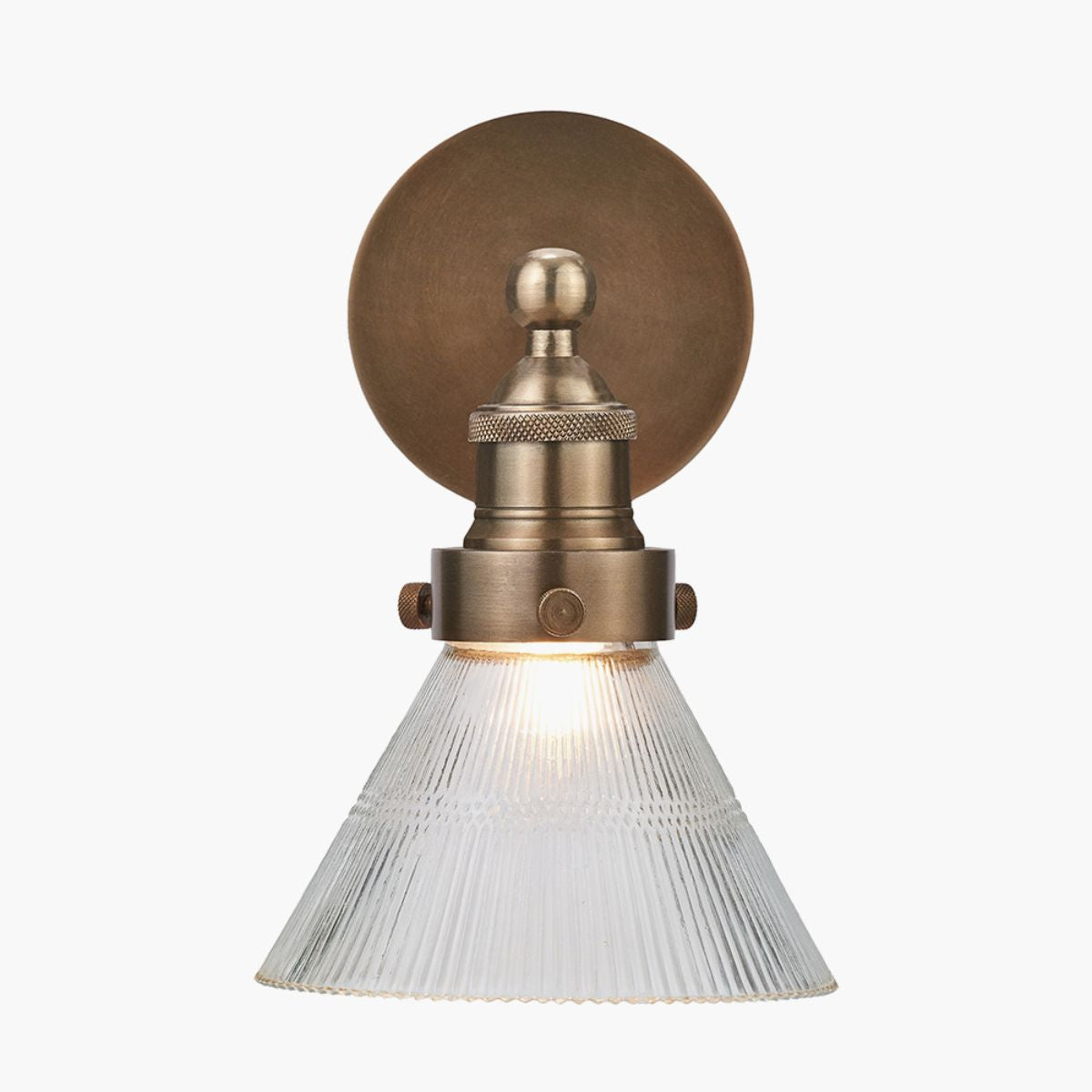 Pacific Lifestyle Lenox Conical Ribbed Glass with Antique Brass Fitting Wall Light