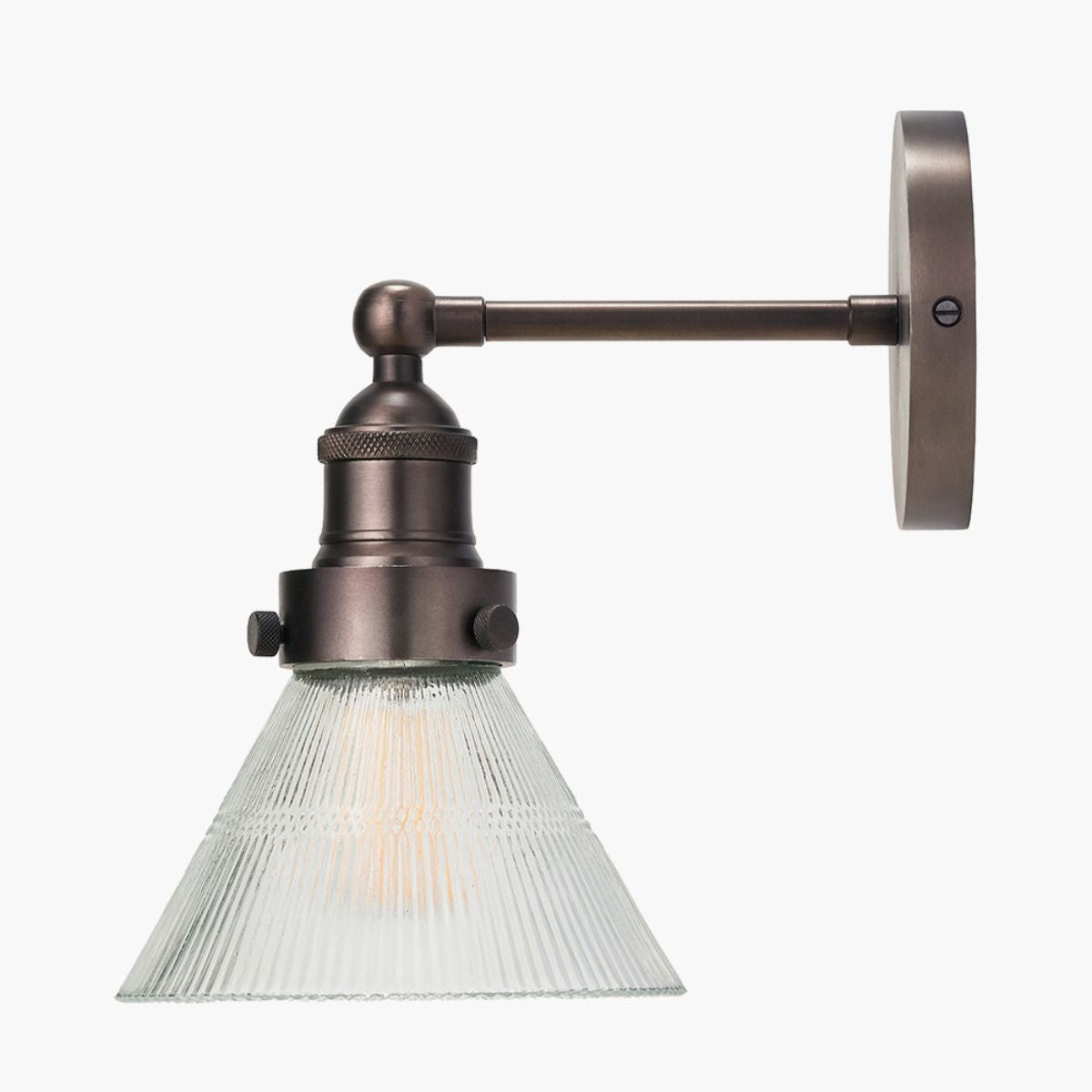 Pacific Lifestyle Lenox Conical Ribbed Glass with Antique Bronze Fitting Wall Light