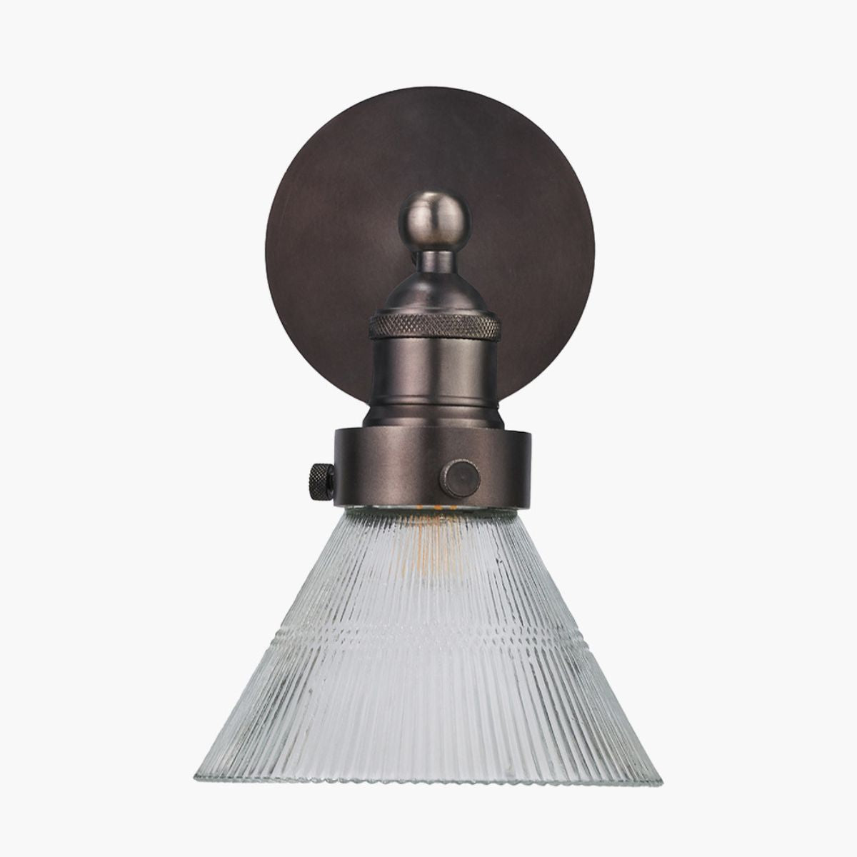 Pacific Lifestyle Lenox Conical Ribbed Glass with Antique Bronze Fitting Wall Light