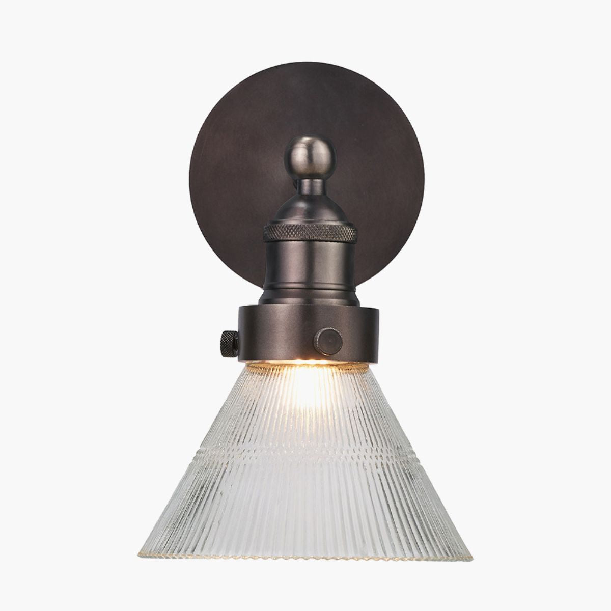 Pacific Lifestyle Lenox Conical Ribbed Glass with Antique Bronze Fitting Wall Light