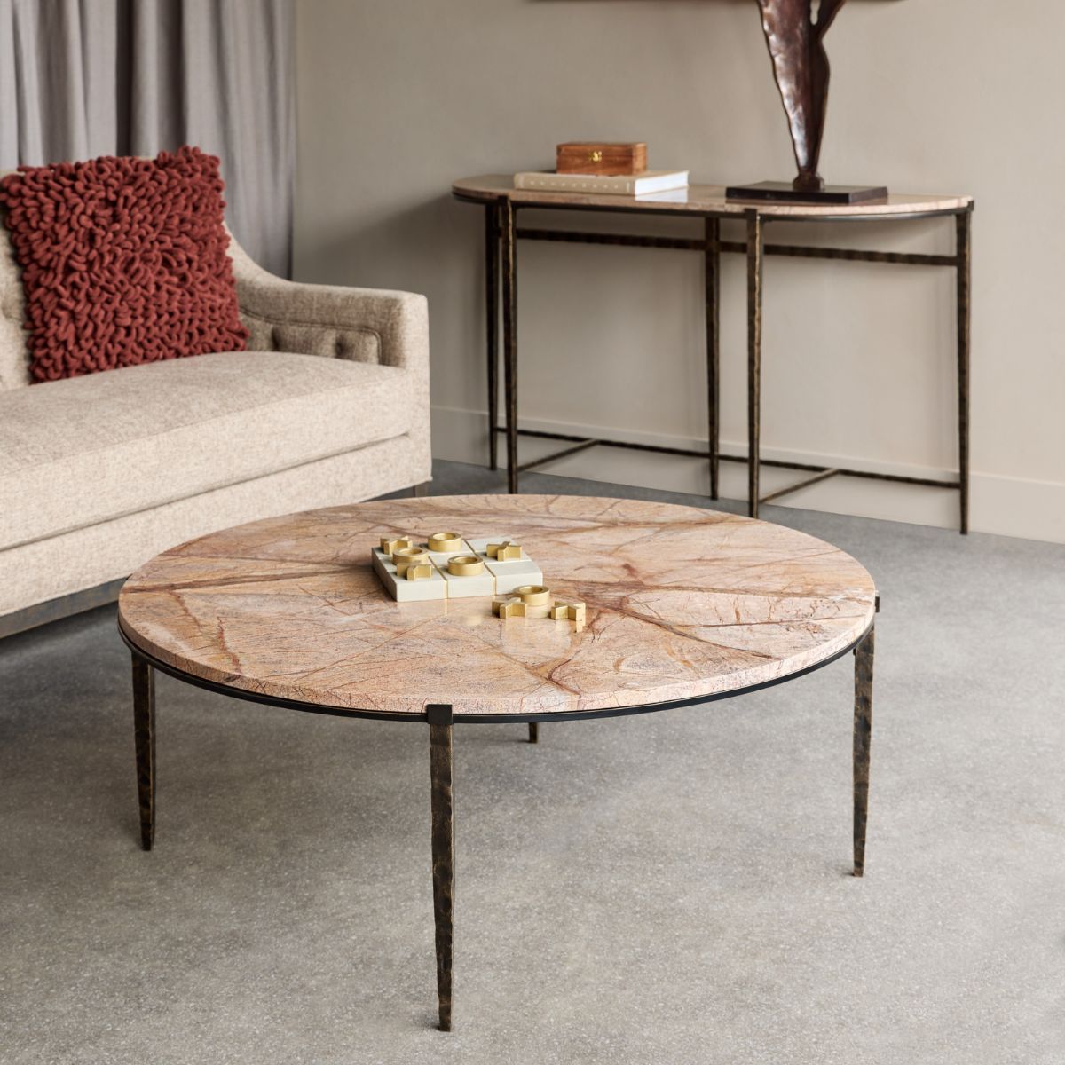 Libra Interiors Leo Forest Brown Marble Coffee Table