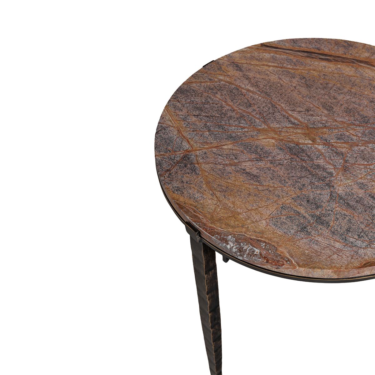 Libra Interiors Leo Forest Brown Marble Side Table