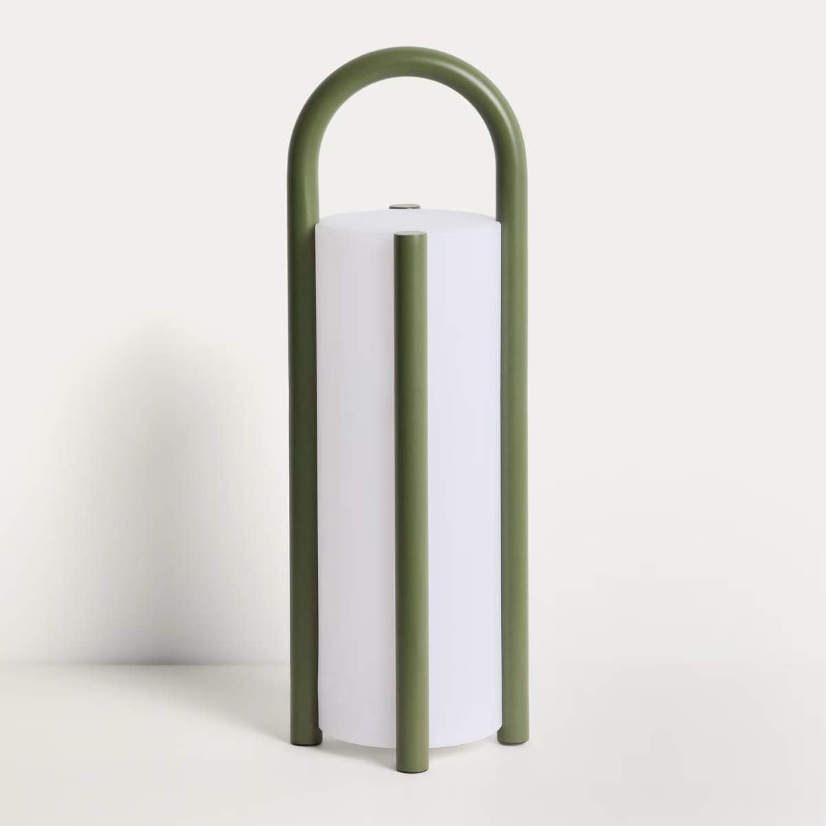 Kave Home Leros large portable table lamp in green polyethylene and steel