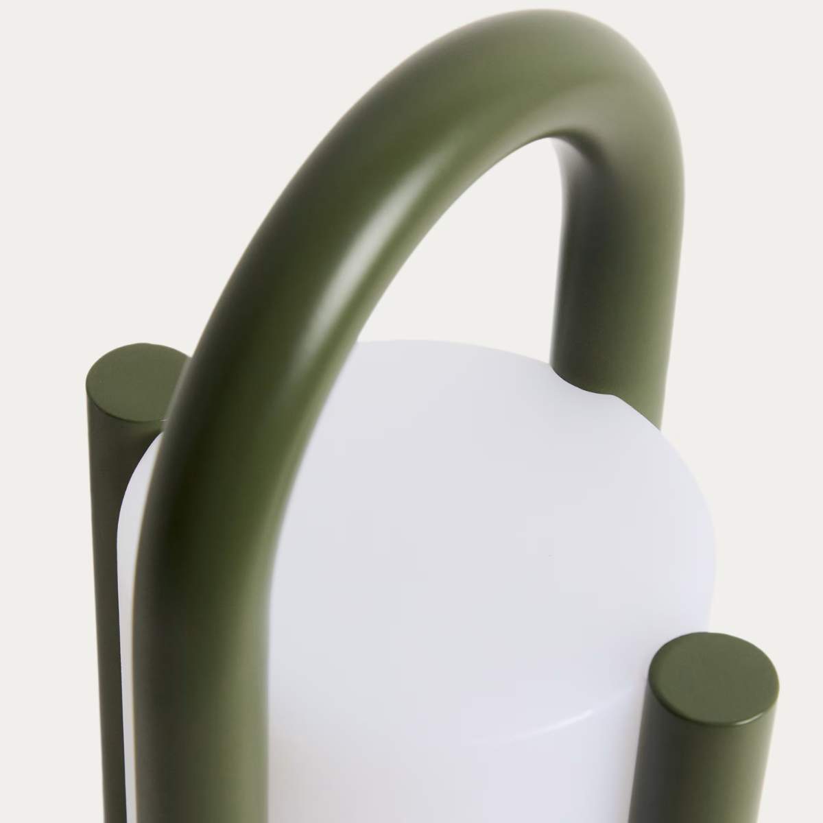 Kave Home Leros small portable table lamp in green polyethylene and steel