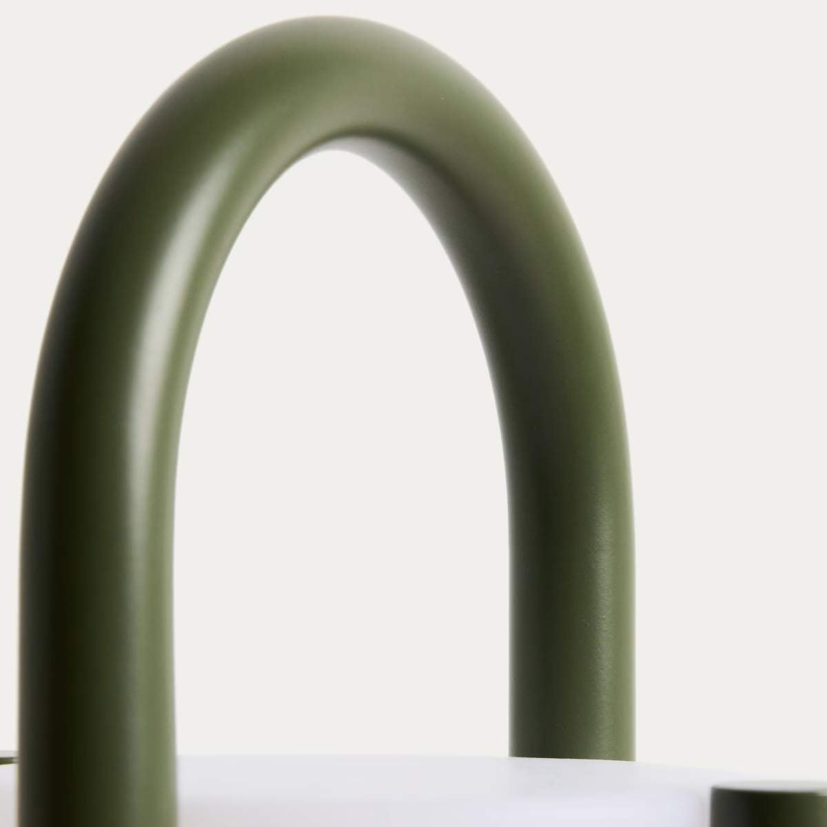 Kave Home Leros large portable table lamp in green polyethylene and steel