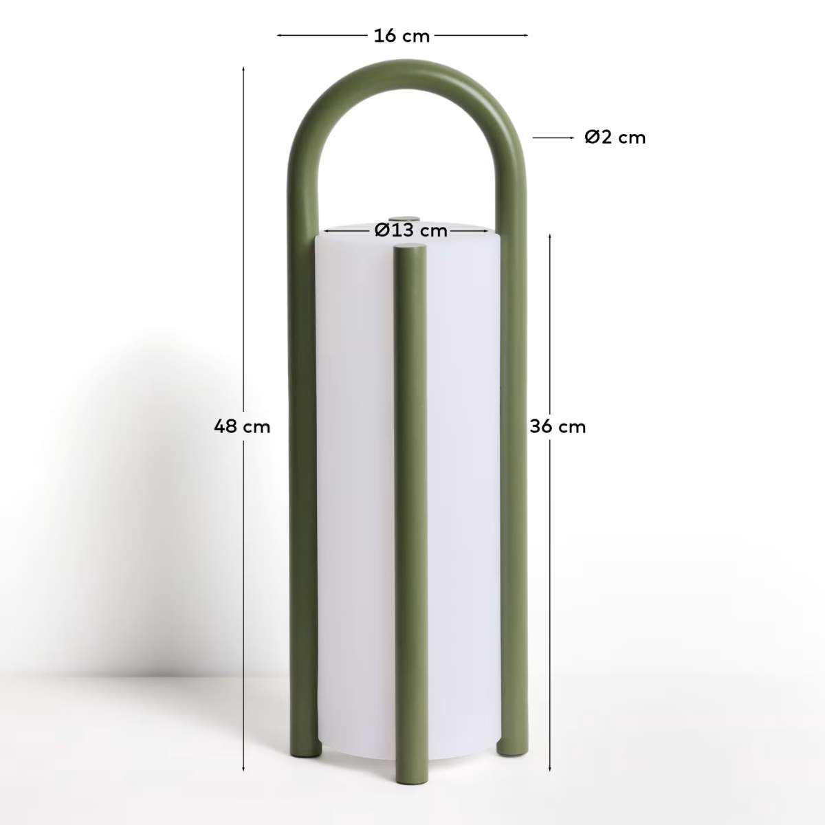 Kave Home Leros large portable table lamp in green polyethylene and steel