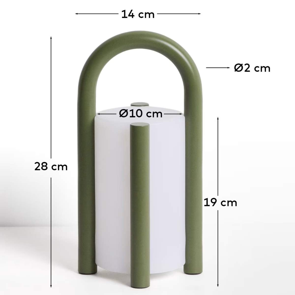 Kave Home Leros small portable table lamp in green polyethylene and steel