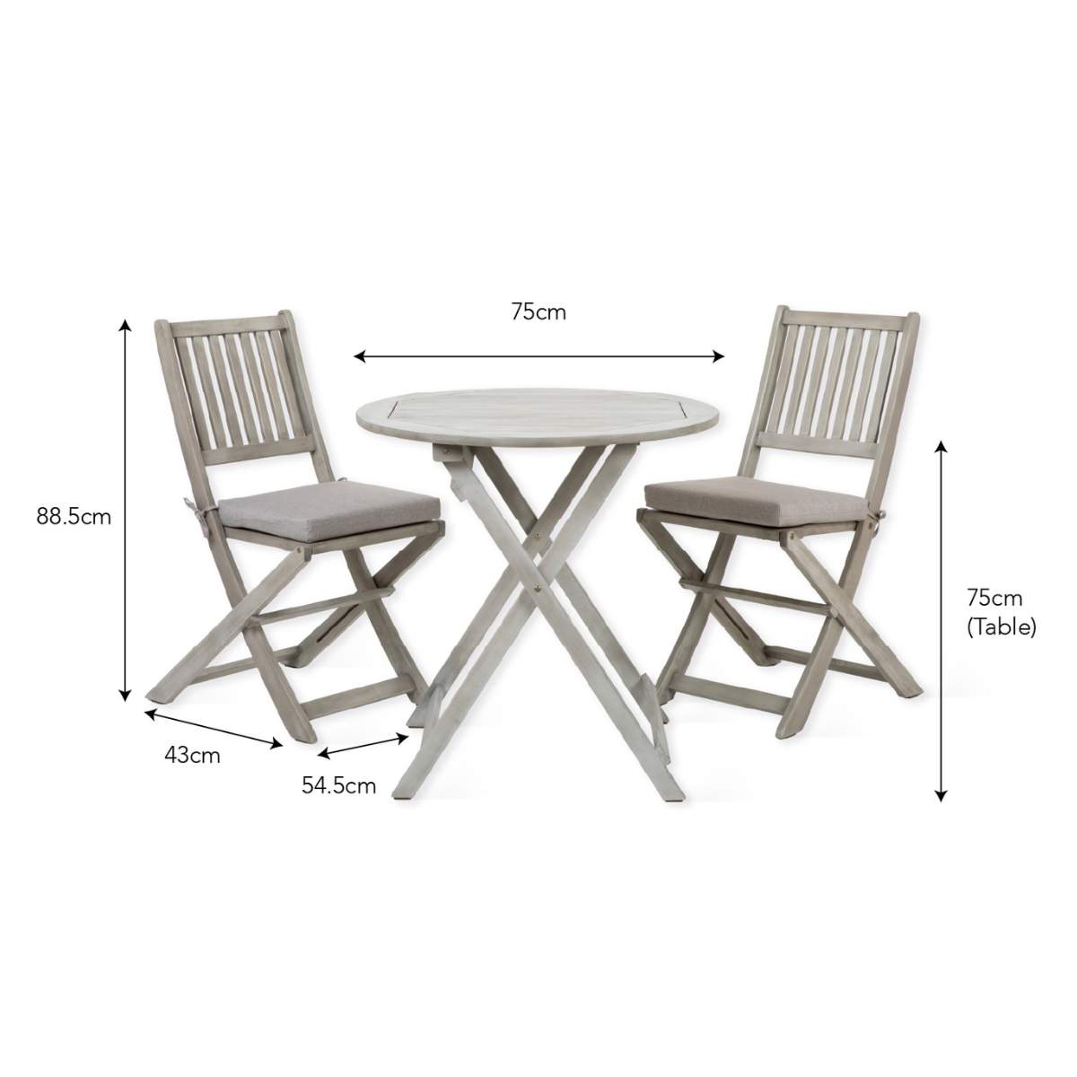 Garden Trading Letcombe Bistro Set Whitewash
