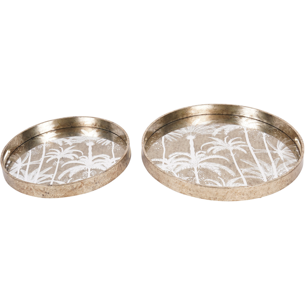 Libra Interiors Palm Tree Set Of 2 Trays-Beaumonde