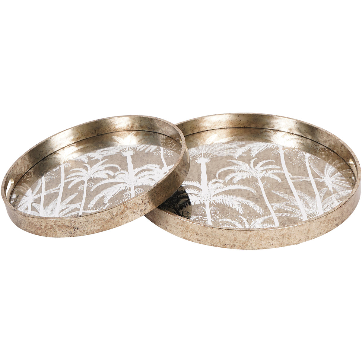 Libra Interiors Palm Tree Set Of 2 Trays-Beaumonde