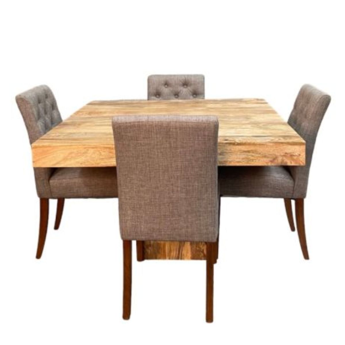 Trade Furniture Light Dakota 120cm Cube Dining Table & 4 Milan Button Dining Chairs (3 Colours)