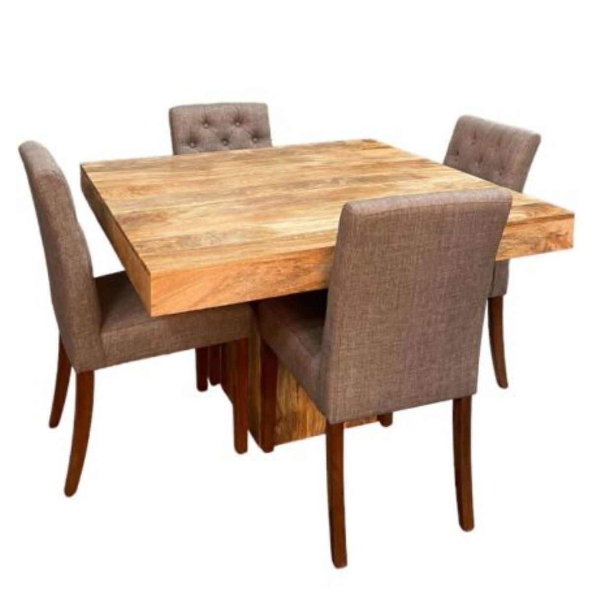 Trade Furniture Light Dakota 120cm Cube Dining Table & 4 Milan Button Dining Chairs (3 Colours)