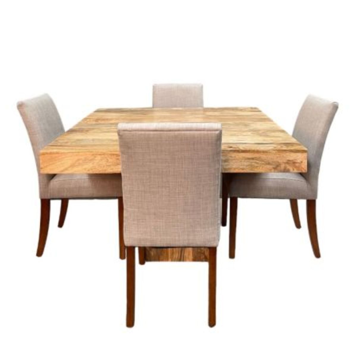 Trade Furniture Light Dakota 120cm Cube Dining Table & 4 Milan Dining Chairs (3 Colours)