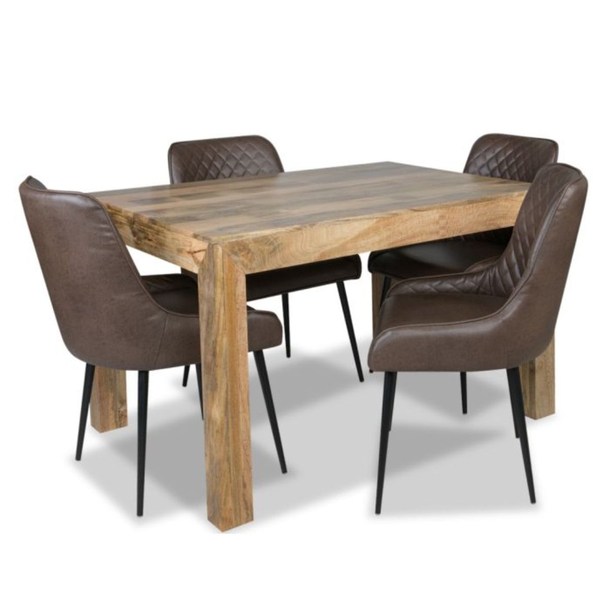 Trade Furniture Light Dakota 120cm Dining Table & 4 Henley Faux Leather Chairs (4 Colours)