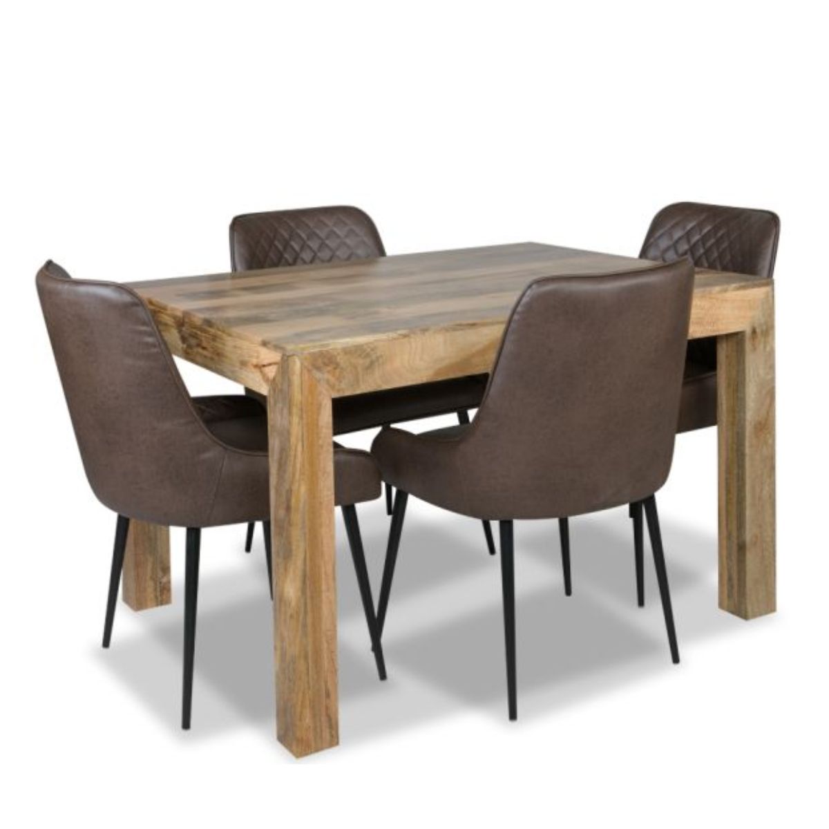 Trade Furniture Light Dakota 120cm Dining Table & 4 Henley Faux Leather Chairs (4 Colours)