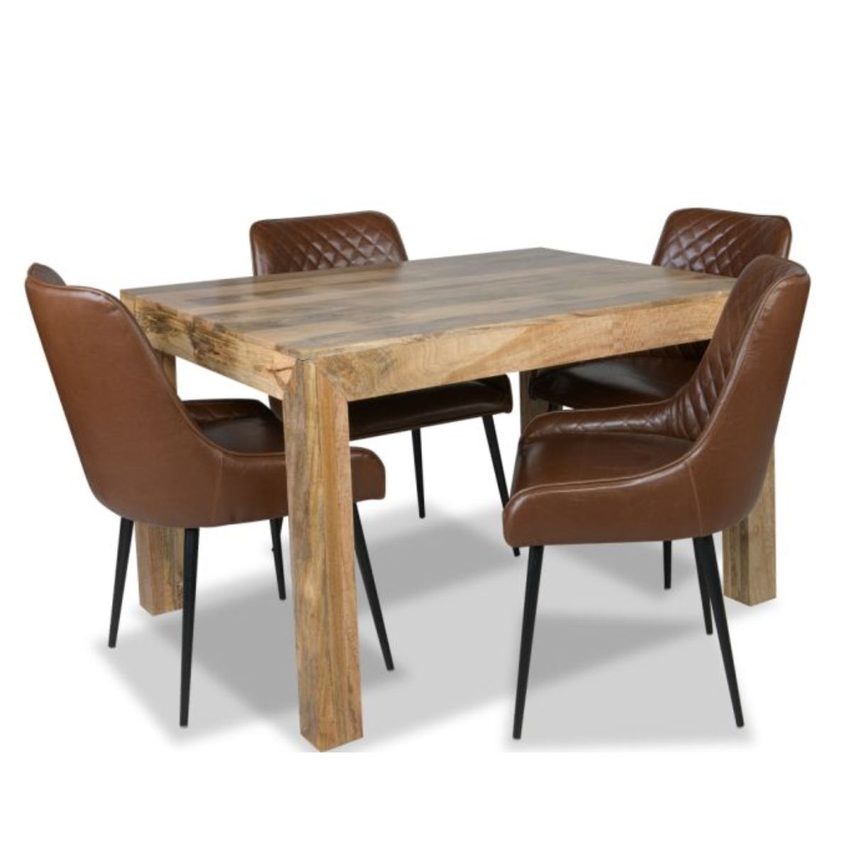 Trade Furniture Light Dakota 120cm Dining Table & 4 Henley Faux Leather Chairs (4 Colours)