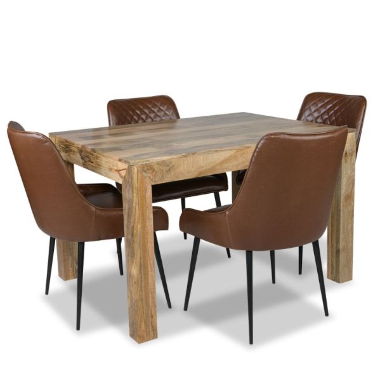 Trade Furniture Light Dakota 120cm Dining Table & 4 Henley Faux Leather Chairs (4 Colours)