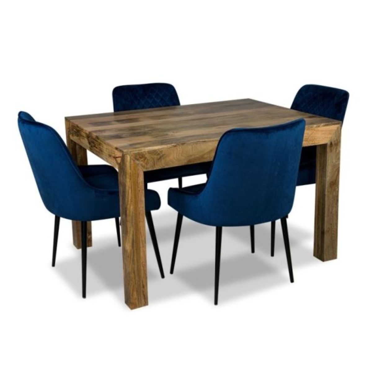 Trade Furniture Light Dakota 120cm Dining Table & 4 Henley Velvet Chairs (6 Colours)