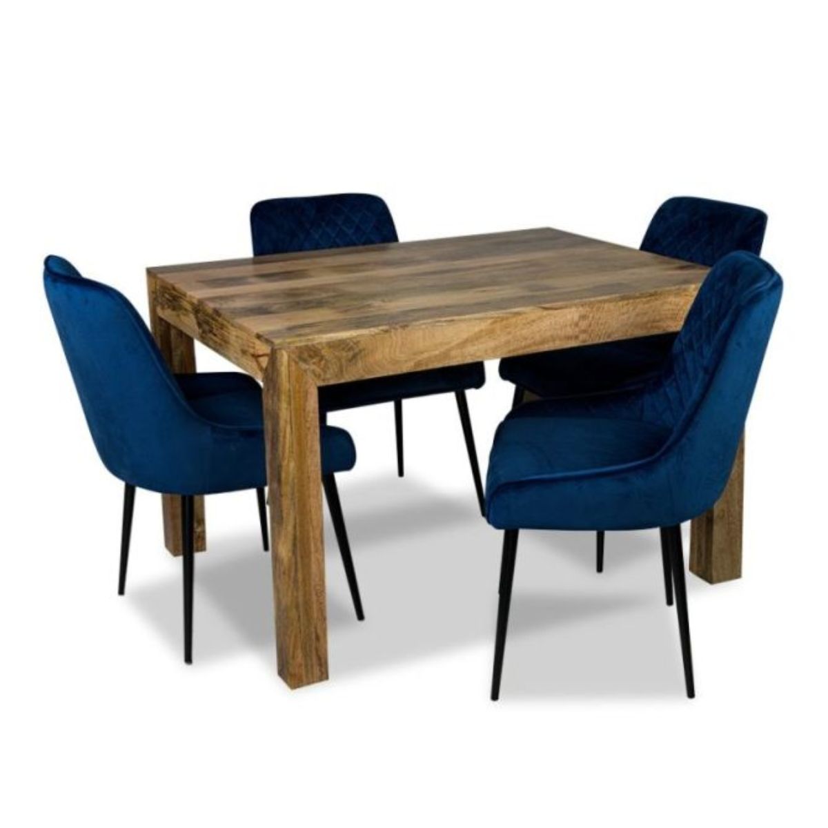 Trade Furniture Light Dakota 120cm Dining Table & 4 Henley Velvet Chairs (6 Colours)