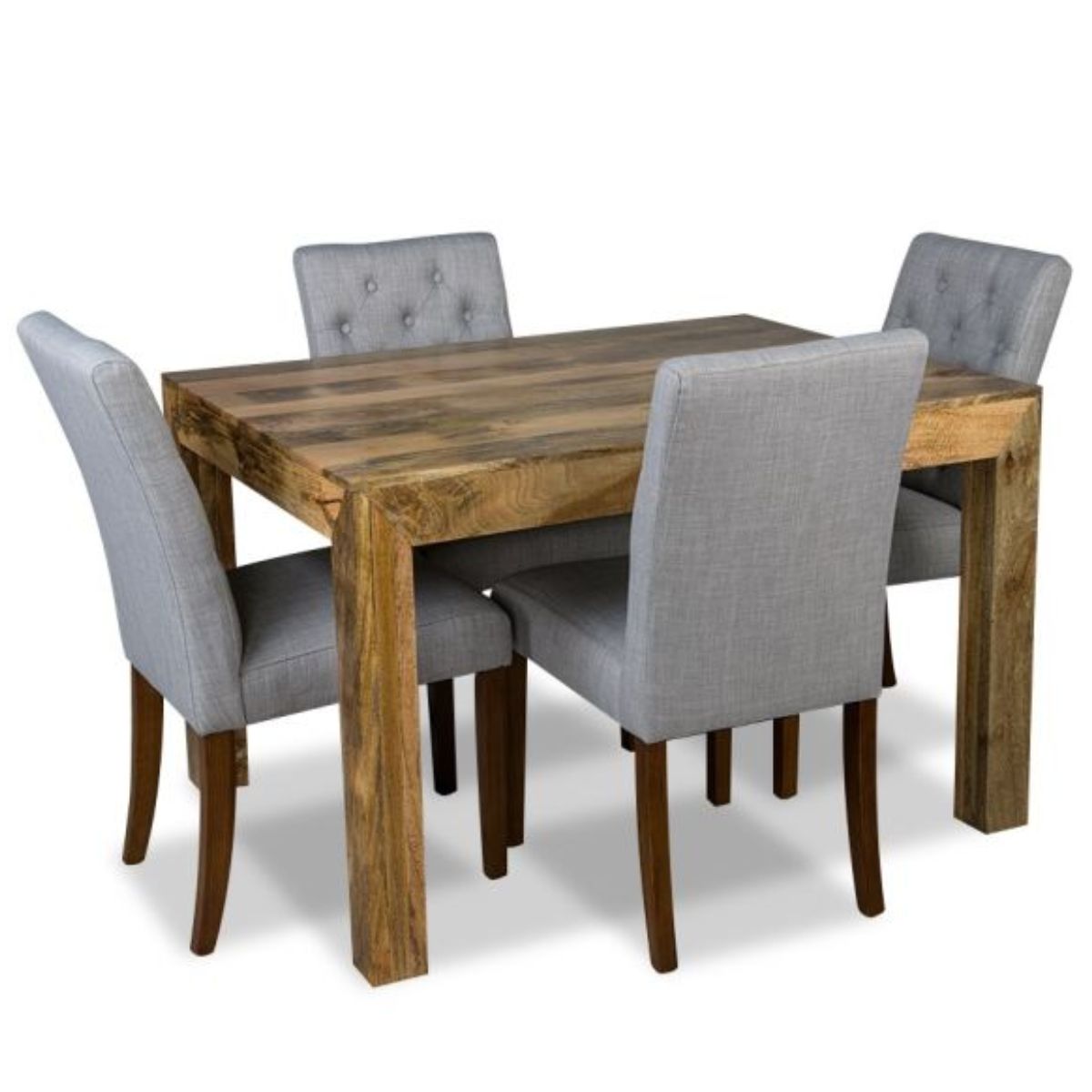 Trade Furniture Light Dakota 120cm Dining Table & 4 Milan Button Fabric Chairs (3 Colours)
