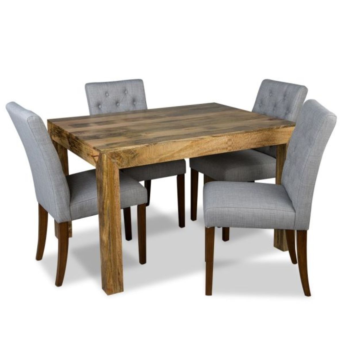 Trade Furniture Light Dakota 120cm Dining Table & 4 Milan Button Fabric Chairs (3 Colours)