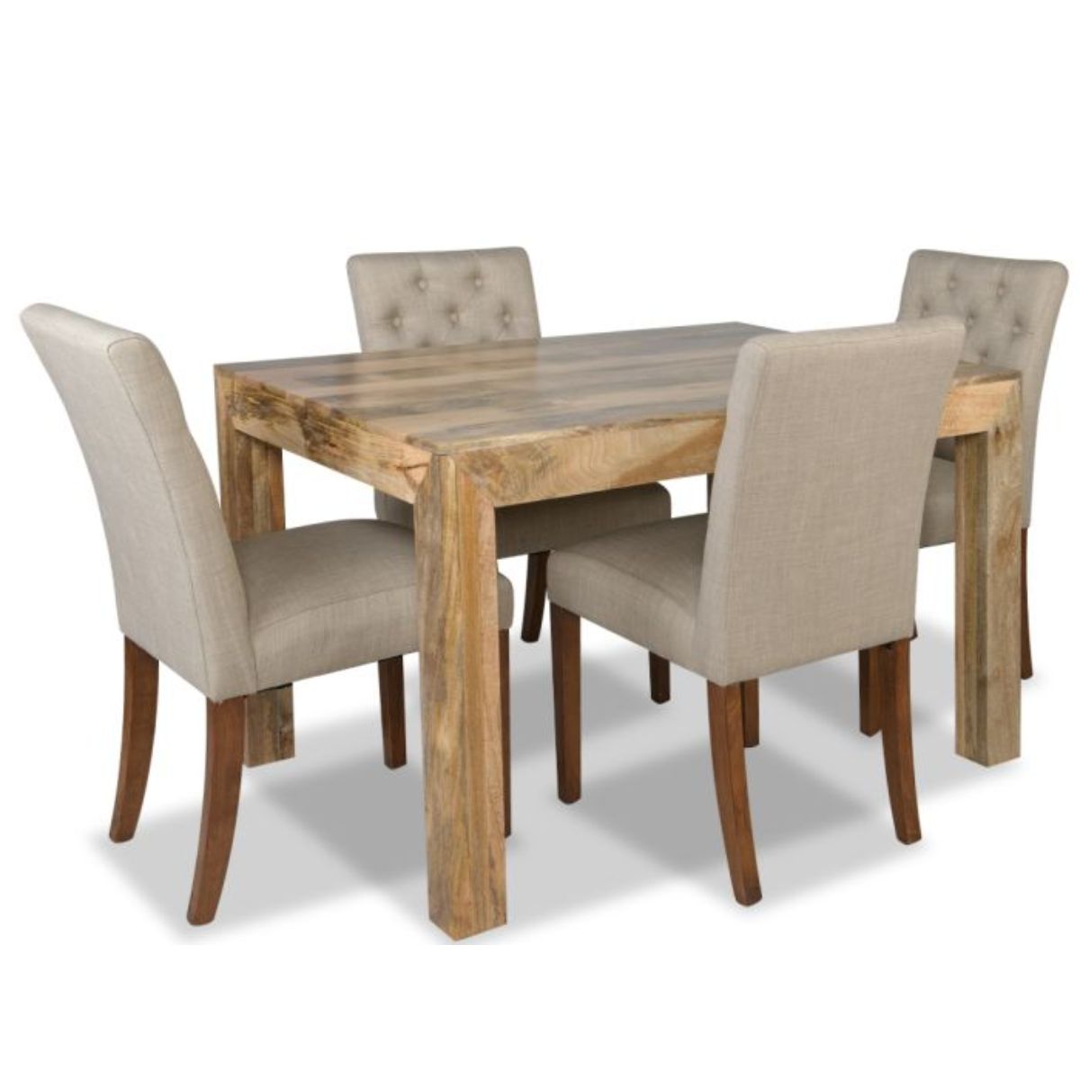 Trade Furniture Light Dakota 120cm Dining Table & 4 Milan Button Fabric Chairs (3 Colours)