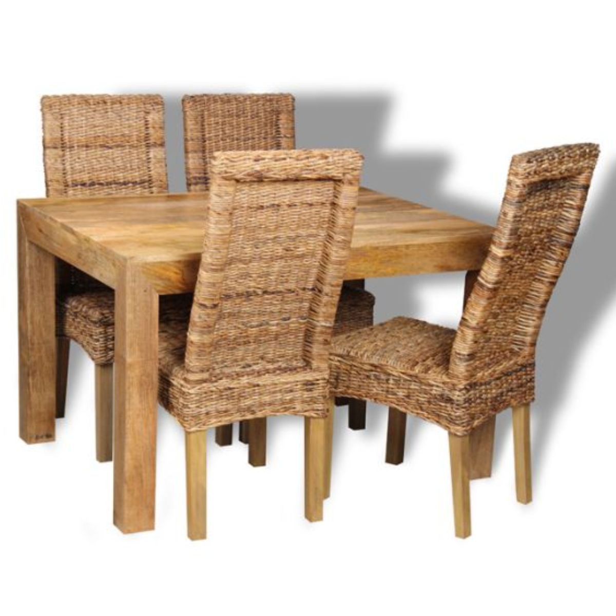 Trade Furniture Light Dakota 120cm Dining Table & 4 Rattan Chairs (3 Styles)