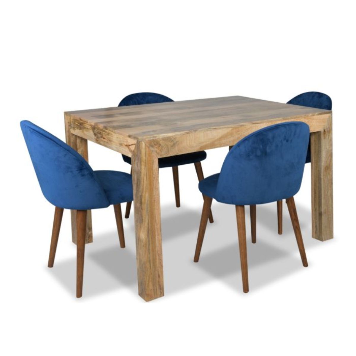 Trade Furniture Light Dakota 120cm Dining Table & 4 Zena Velvet Chairs (2 Colours)