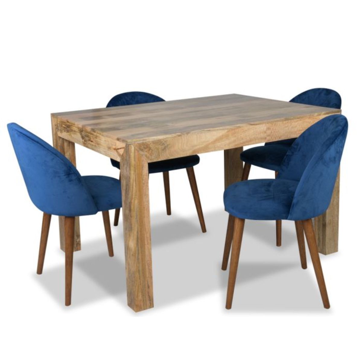 Trade Furniture Light Dakota 120cm Dining Table & 4 Zena Velvet Chairs (2 Colours)