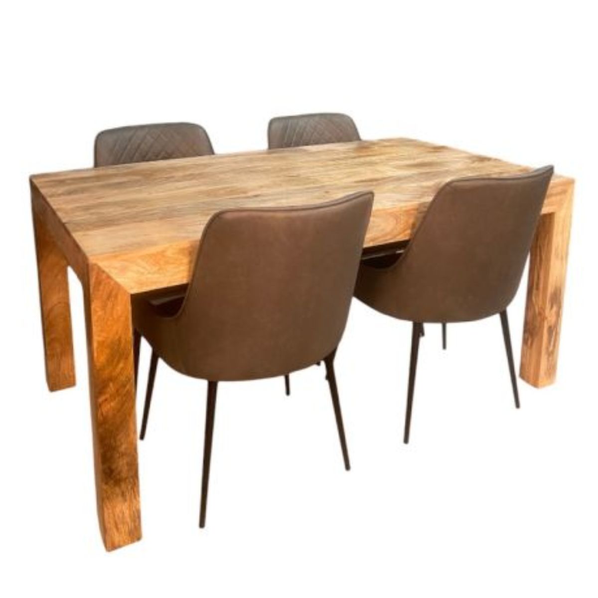 Trade Furniture Light Dakota 160cm Dining Table & 4 Henley Faux Leather Dining Chairs (4 Colours)
