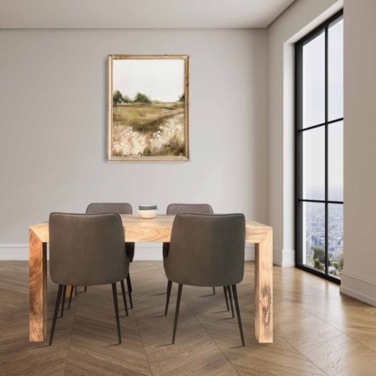 Trade Furniture Light Dakota 160cm Dining Table & 4 Henley Faux Leather Dining Chairs (4 Colours)