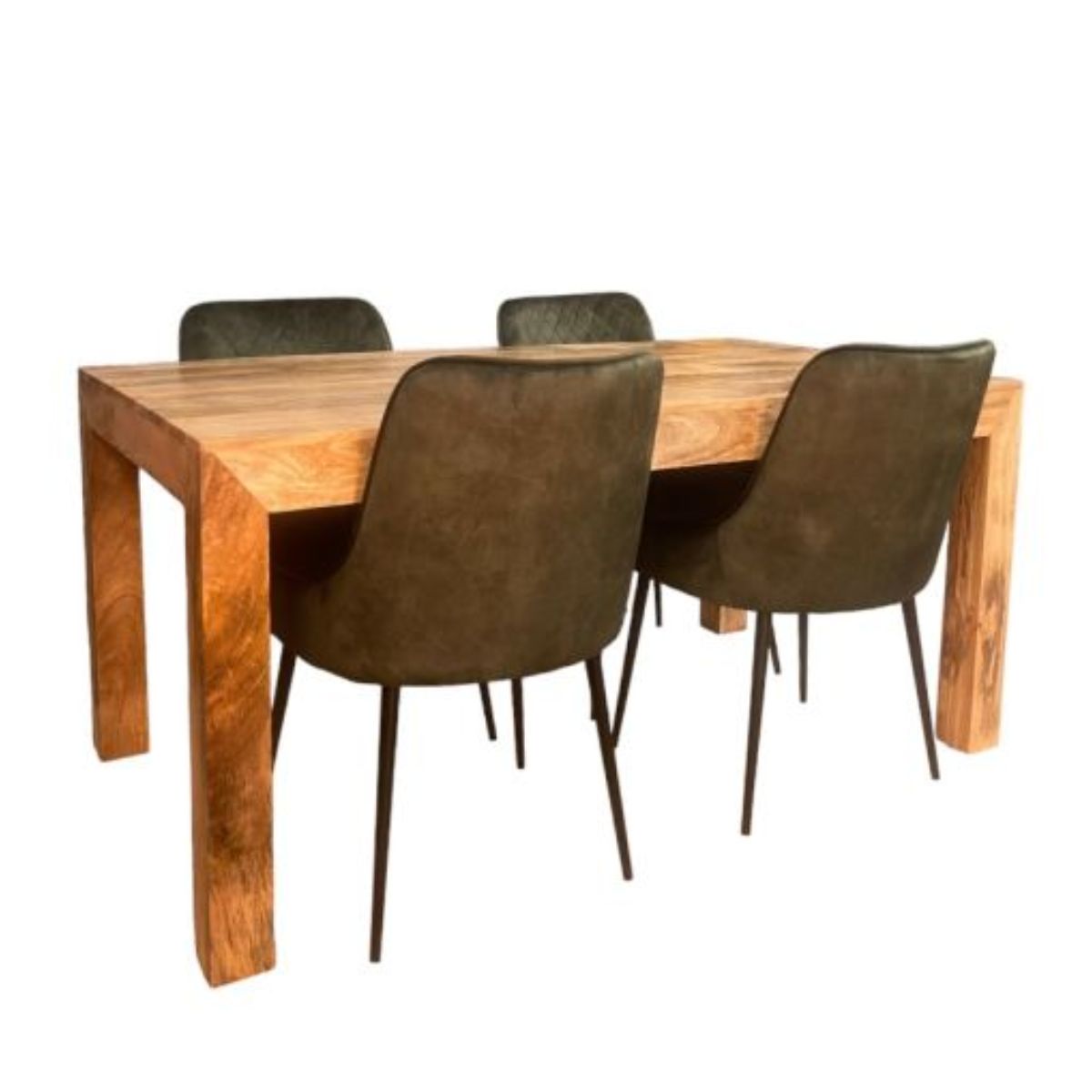 Trade Furniture Light Dakota 160cm Dining Table & 4 Henley Velvet Chairs (7 Colours)