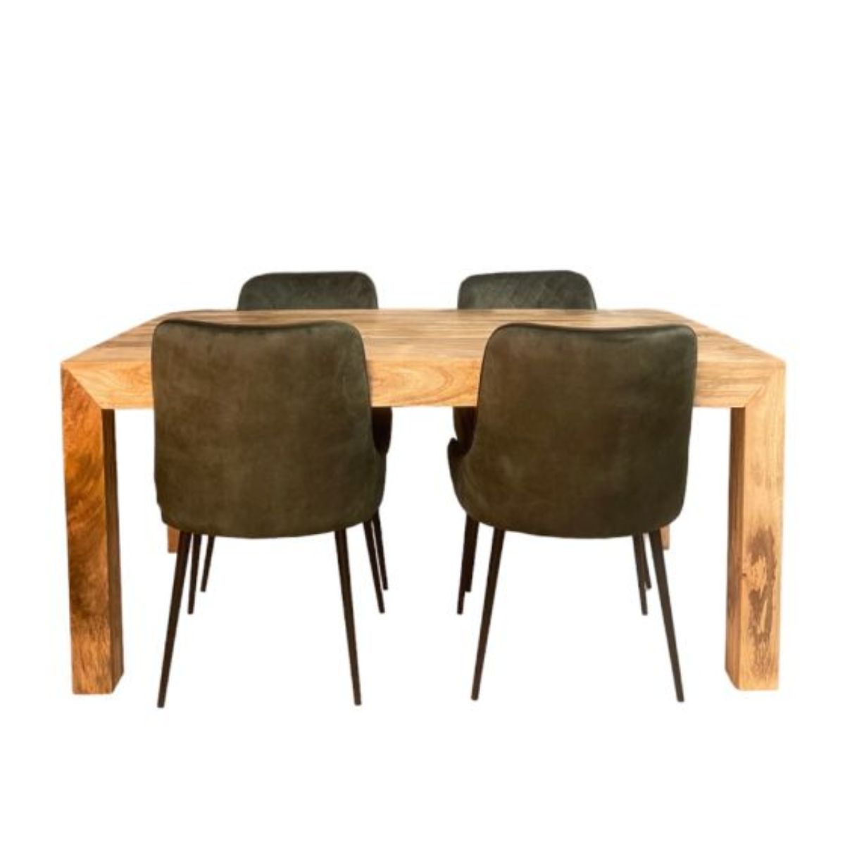 Trade Furniture Light Dakota 160cm Dining Table & 4 Henley Velvet Chairs (7 Colours)
