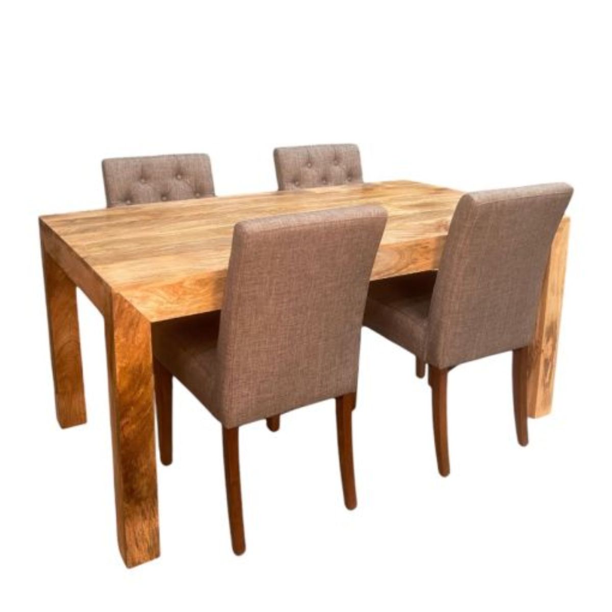 Trade Furniture Light Dakota 160cm Dining Table & 4 Milan Button Dining Chairs (3 Colours)