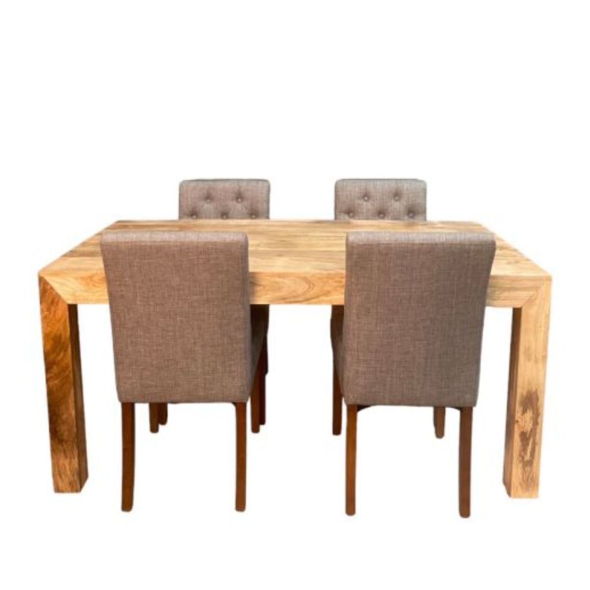 Trade Furniture Light Dakota 160cm Dining Table & 4 Milan Button Dining Chairs (3 Colours)