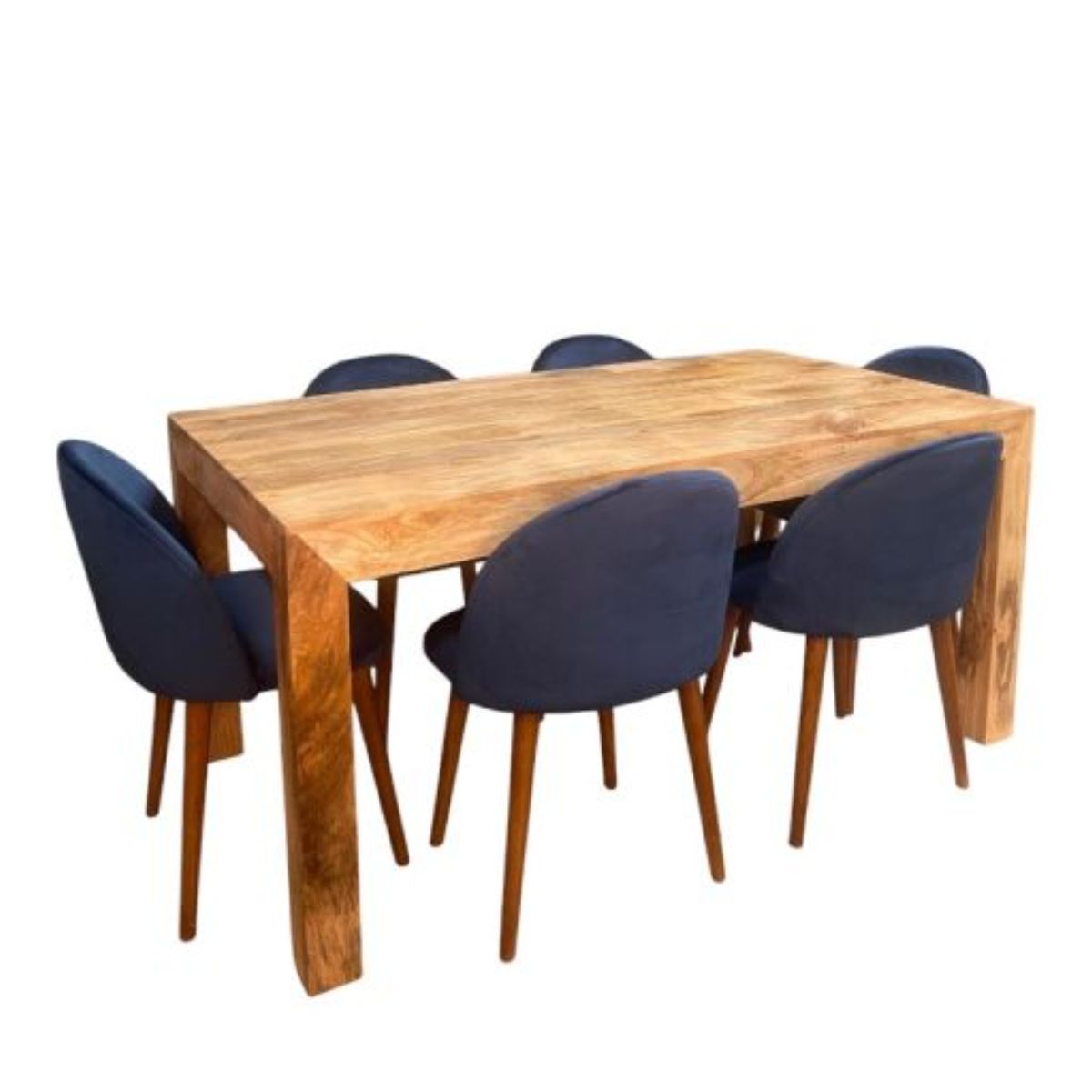 Trade Furniture Light Dakota 160cm Dining Table & 6 Fabric Zena Dining Chairs (2 Colours)