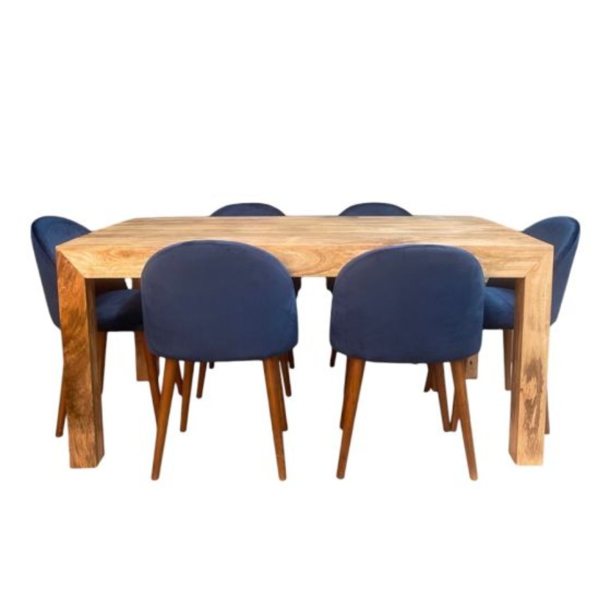 Trade Furniture Light Dakota 160cm Dining Table & 6 Fabric Zena Dining Chairs (2 Colours)