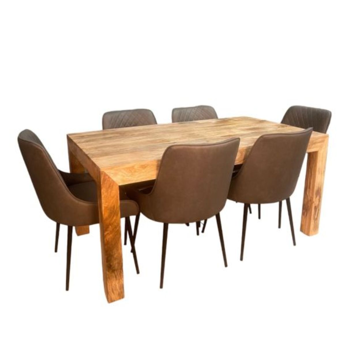 Trade Furniture Light Dakota 160cm Dining Table & 6 Henley Faux Leather Dining Chairs (4 Colours)