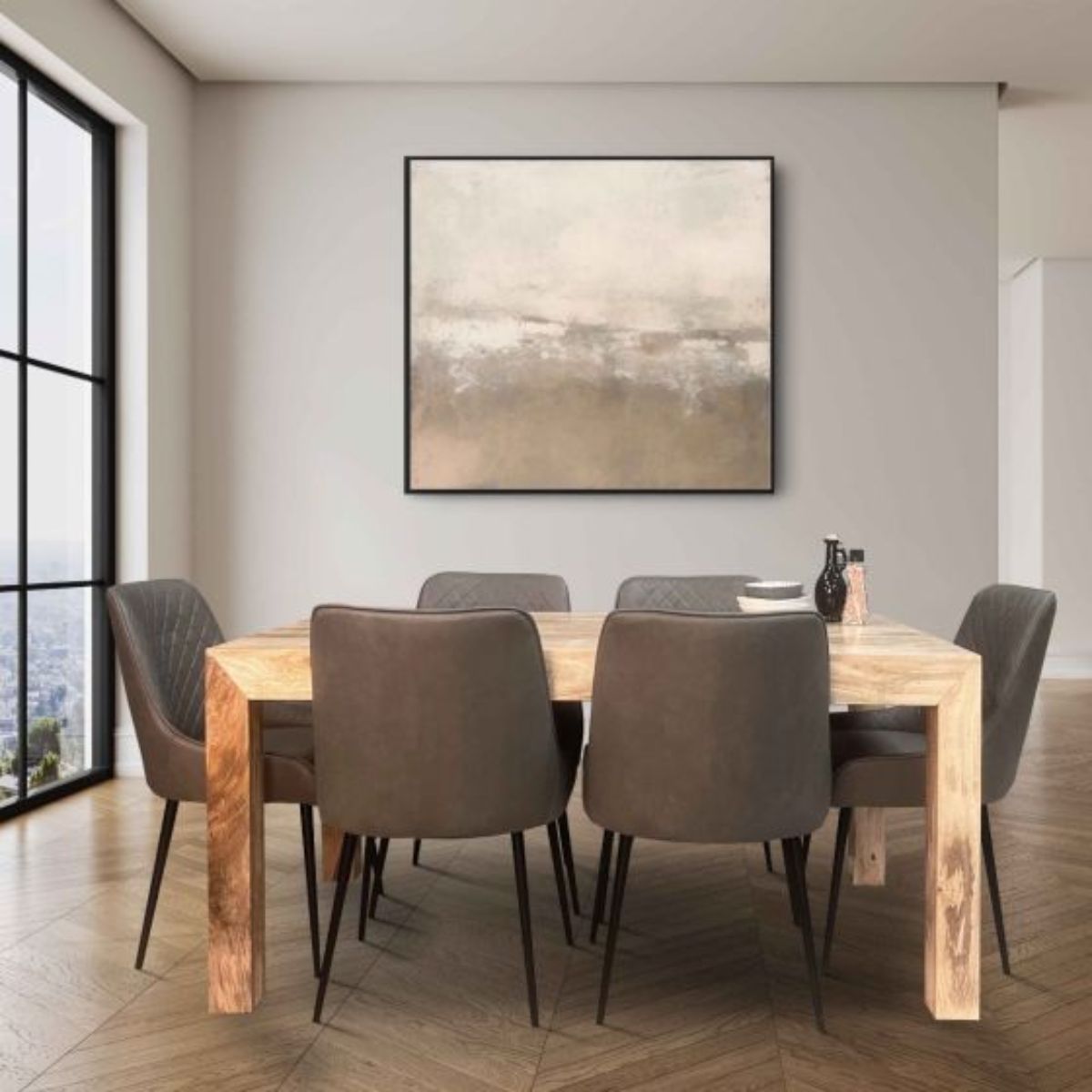 Trade Furniture Light Dakota 160cm Dining Table & 6 Henley Faux Leather Dining Chairs (4 Colours)