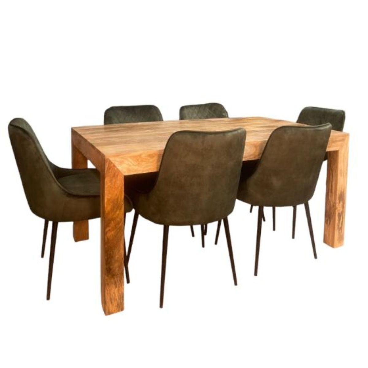 Trade Furniture Light Dakota 160cm Dining Table & 6 Henley Velvet Dining Chairs (6 Colours)