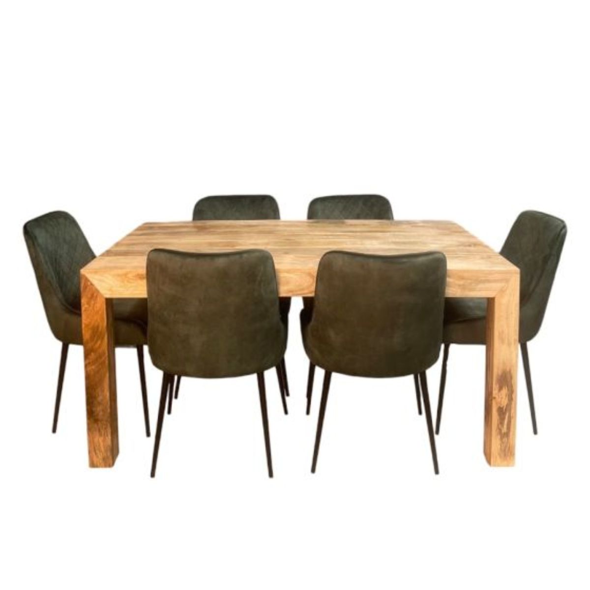 Trade Furniture Light Dakota 160cm Dining Table & 6 Henley Velvet Dining Chairs (6 Colours)