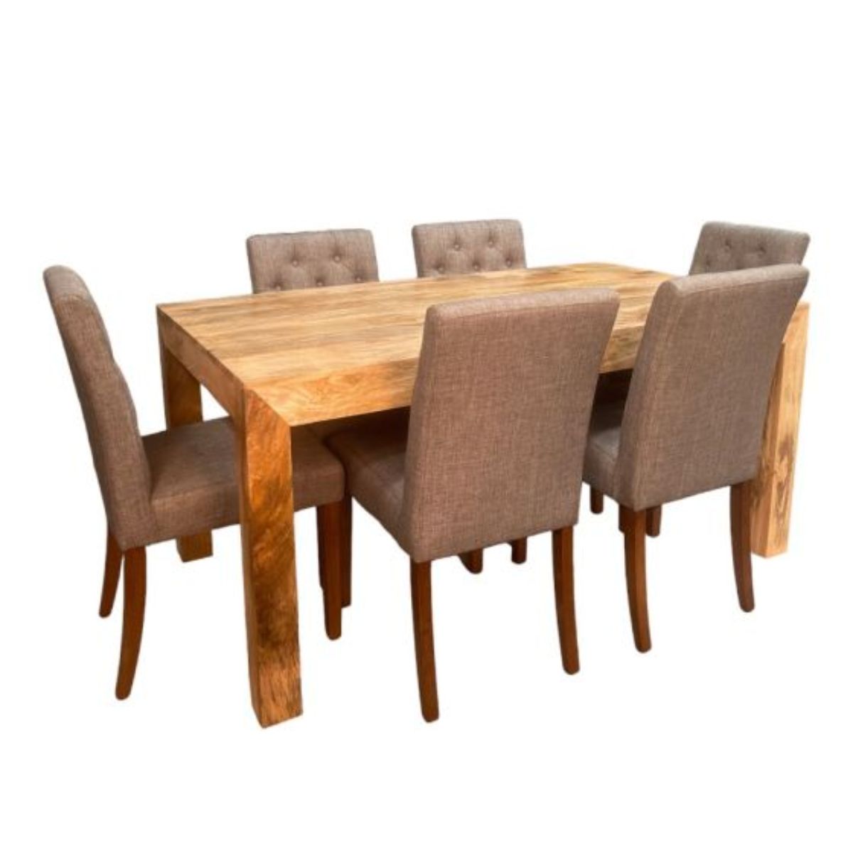 Trade Furniture Light Dakota 160cm Dining Table & 6 Milan Button Fabric Dining Chairs (3 Colours)