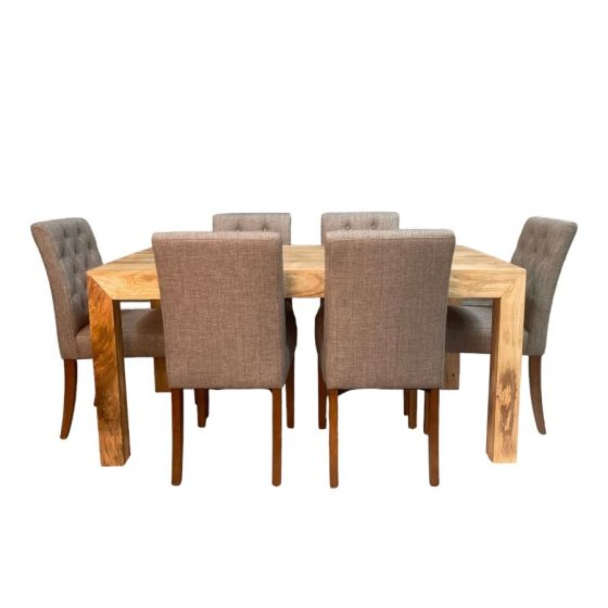 Trade Furniture Light Dakota 160cm Dining Table & 6 Milan Button Fabric Dining Chairs (3 Colours)