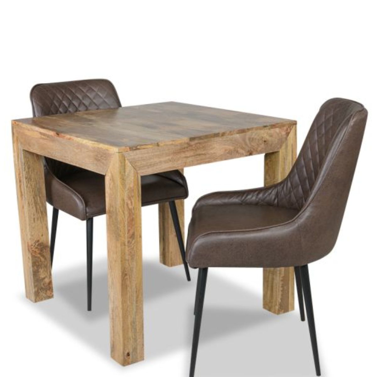 Trade Furniture Light Dakota 80cm Dining Table & 2 Henley Faux Leather Chairs (4 Colours)