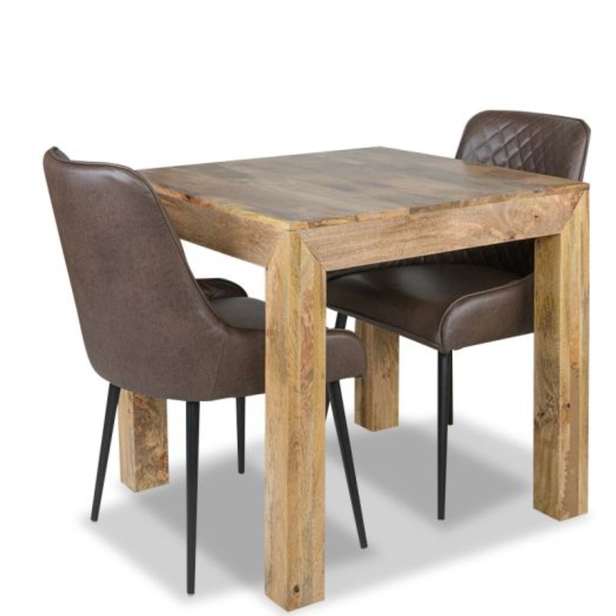 Trade Furniture Light Dakota 80cm Dining Table & 2 Henley Faux Leather Chairs (4 Colours)